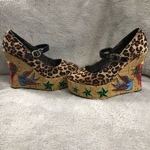 Vintage Torrid Leopard Tattoo Inspired Wedges